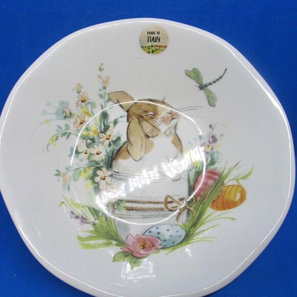 Effetti D'Arte Easter Bunny Rabbit Bowl 8 7/8" Made In Italy - Picture 2 of 7